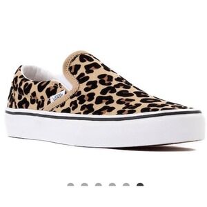 Vans Slip-On Skate Shoe - Leopard Print Canvas Platform Sneaker Women's 8